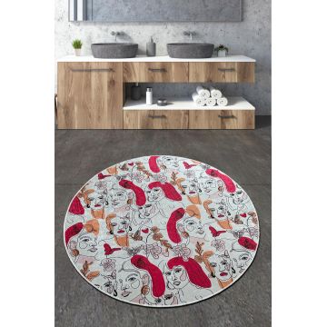 Covoras de baie, Chilai Home, Faccia Djt (100 cm), Poliester, Multicolor