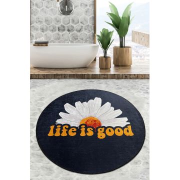 Covoras de baie, Chilai Home, Life Is Good Djt (100 cm), Poliester, Multicolor