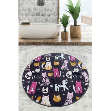 Covoras de baie, Chilai Home, Park Cat Djt (100 cm), Poliester, Multicolor