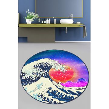 Covoras de baie, Chilai Home, Tidal Wave Djt (100 cm), Poliester, Multicolor