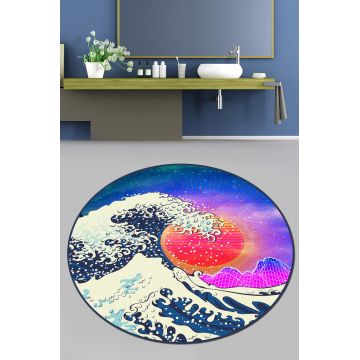 Covoras de baie, Chilai Home, Tidal Wave Djt (120 cm), Poliester, Multicolor