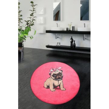 Covoras de baie, L'essentiel Maison, Pink Pug Djt (100 cm), Multicolor