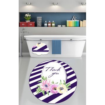 Covoras de baie, Chilai, Thank You (120 cm), Catifea, Multicolor