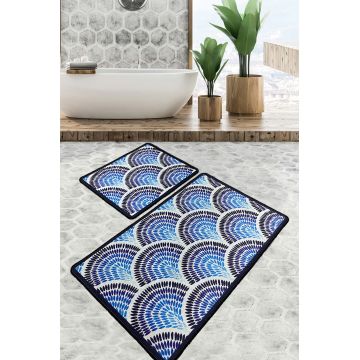 Set covoraș de baie (3 bucăți), Chilai, Azul, Catifea, Multicolor