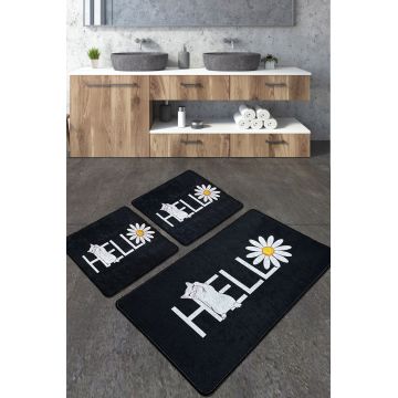 Set covoraș de baie (3 bucăți), Chilai, Hola Gato Djt, Poliester, Multicolor