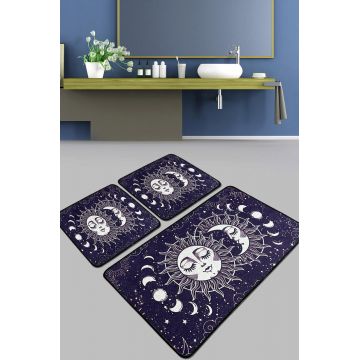 Set covoraș de baie (3 bucăți), Chilai Home, Aten Djt, Poliester, Multicolor