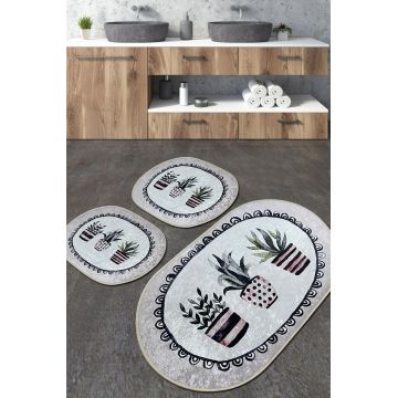 Set covoraș de baie (3 bucăți), Chilai Home, Guipure Djt, Poliester, Multicolor