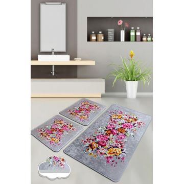 Set covoraș de baie (3 bucăți), Chilai, Soıl, Catifea, Multicolor