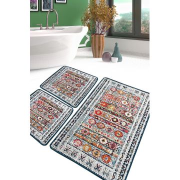 Set covoraș de baie (3 bucăți), Chilai, Weref, Poliester, Multicolor