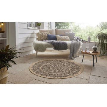 Covor, 08872A, 120x120 cm, Polipropilena, Negru / Crem Covor, 08872A, 120x120 cm, Polipropilena, Negru / Crem