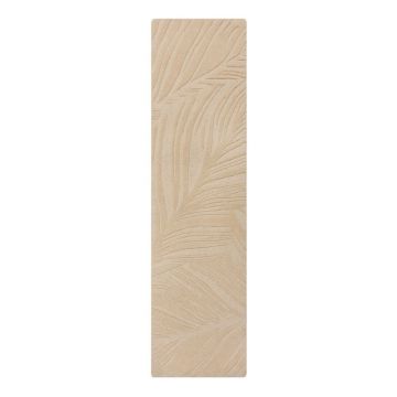 Covor bej tip traversă din lână 60x230 cm Lino Leaf – Flair Rugs