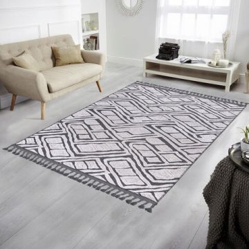 Covor, Las Monte 3002, 120x170 cm, 60% bumbac;40% fibre acrilice, Alb / Gri