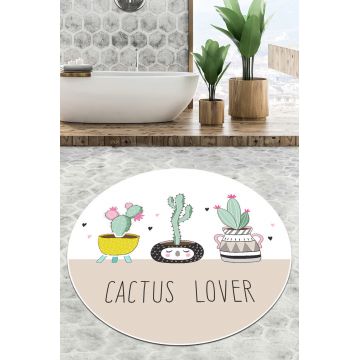 Covoras de baie, Chilai Home, Pink Cactus Djt (200 cm), Poliester, Multicolor