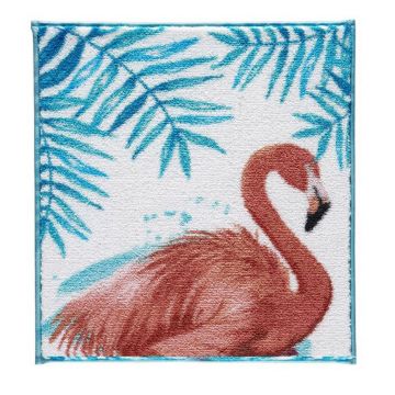 Covoras de baie, Confetti, Flamingo, 50x57 cm, Poliamida, Turcoaz