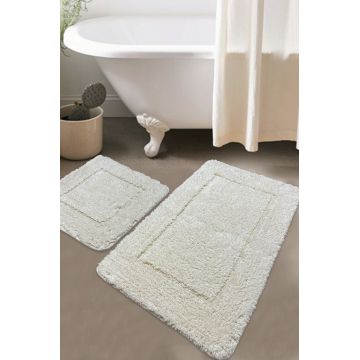 Set covorase de baie 2 piese, Chilai Home, Wolle, Bumbac, Ecru