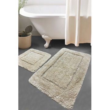 Set covorase de baie 2 piese, Chilai Home, Wolle, Bumbac, Piatra