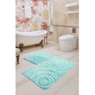 Set covorase de baie 2 piese, Chilai, Wave, Acril, Verde menta