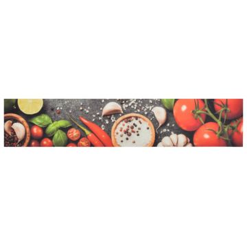 vidaXL Covor de bucătărie lavabil, 60x300 cm, catifea, model legume
