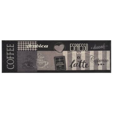 vidaXL Covor de bucătărie lavabil Coffee, negru, 45x150 cm, catifea