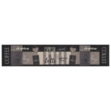 vidaXL Covor de bucătărie lavabil Coffee, negru, 60x300 cm, catifea