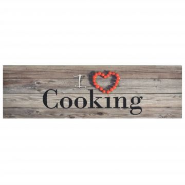 vidaXL Covor de bucătărie lavabil Cooking, gri, 45x150 cm, catifea