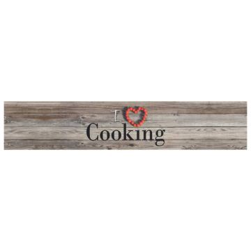 vidaXL Covor de bucătărie lavabil Cooking, gri, 60x300 cm, catifea