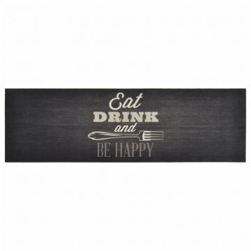 vidaXL Covor de bucătărie lavabil Kitchen, negru, 60x180 cm, catifea