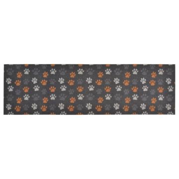 vidaXL Covor de bucătărie lavabil Paws, 60x180cm, catifea