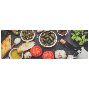 vidaXL Covor de bucătărie lavabil Wine & Dinner, 60x180cm, catifea