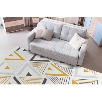 Covor de hol, Ar 18 Yellow Grey , 80x150 cm, Bumbac, Galben / Gri