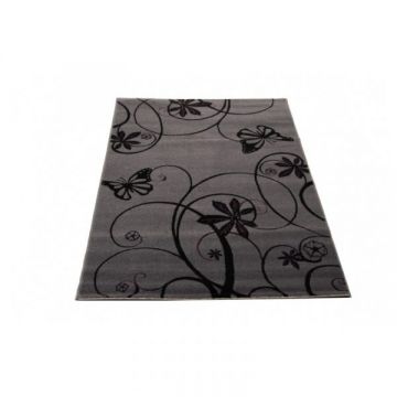 Covor Tatoo 32GMG floral negru dreptunghiular 70 x 140 cm ieftin