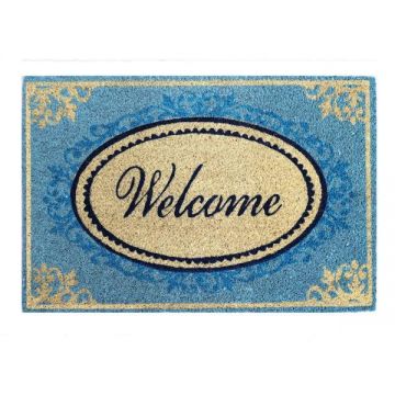 Covoras intare Koko Welcome albastru 40x60 cm - UnicSpot RO