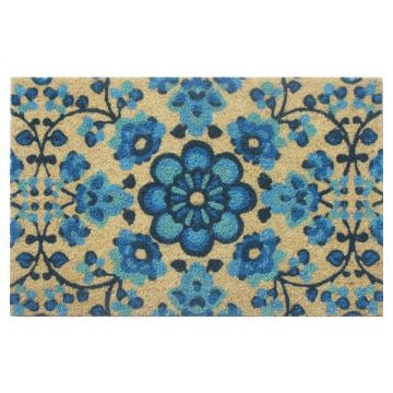 Covoras intrare Flower Power design Albastru 40x60 cm - UnicSpot RO