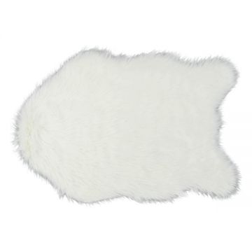 Covor blana artificiala alba Ebony 60x90 cm