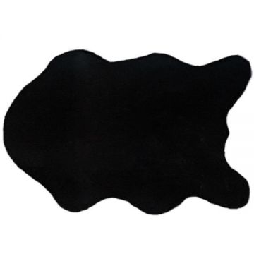 Covor blana artificiala neagra Rabit 60x90 cm