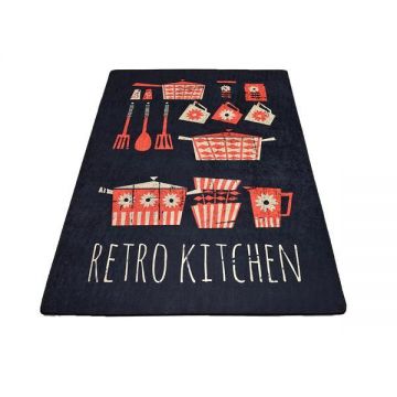 Covor bucatarie Kitchen DJT, 80 x 120 cm, Negru ieftin