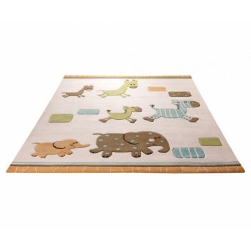 Covor copii tineret Lucky Zoo acril bej 120x180