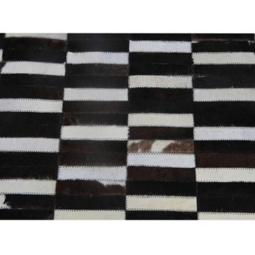 Covor de lux din piele maro negru alb patchwork 69x140 cm