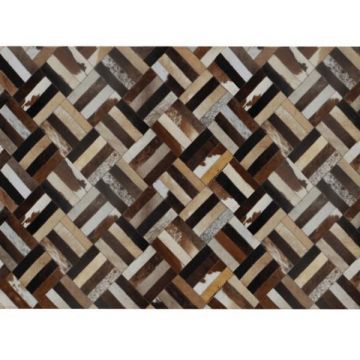 Covor de lux din piele maro negru bej patchwork 120x180 cm