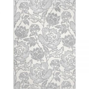 Covor Modern, Sofia Floral, Alb/Gri, 120x200 , 2450 gr/mp