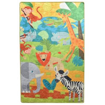 Covor antiderapant pentru copii Animals 100x150 cm