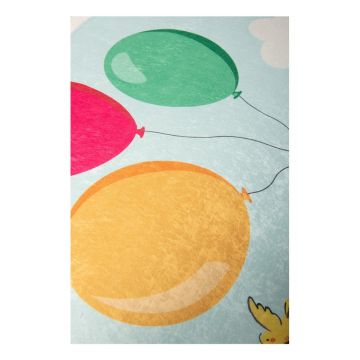 Covor antiderapant pentru copii Balloons Blue 100x150 cm