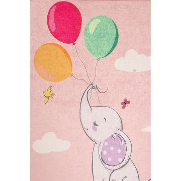 Covor antiderapant pentru copii Balloons Pink 100x150 cm