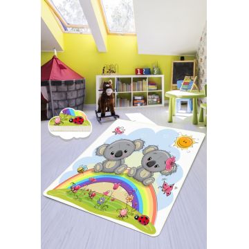 Covor antiderapant pentru copii Rainbow Elephants 100x150 cm