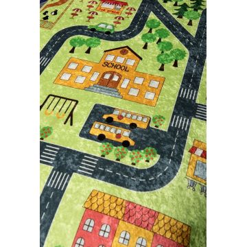 Covor antiderapant pentru copii Town Green 150x200 cm