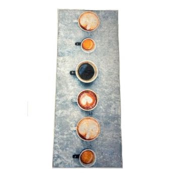 Covor bucatarie  coffee cups, polipropilena, model gri, 50 x 120 cm