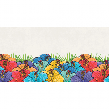 Covor bucatarie Kitchen Flowers, 100% PES, imprimeu digital cu flori, multicolor, 70 x 140 cm