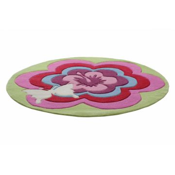 Covor copii tineret Fantasy Flower acril rotund multicolor 100x100