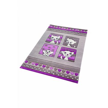 Covor copii tineret Kitty Kat acril gri 110x170