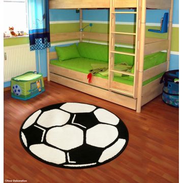 Covor copii tineret PP Fussball rotund alb 200x200